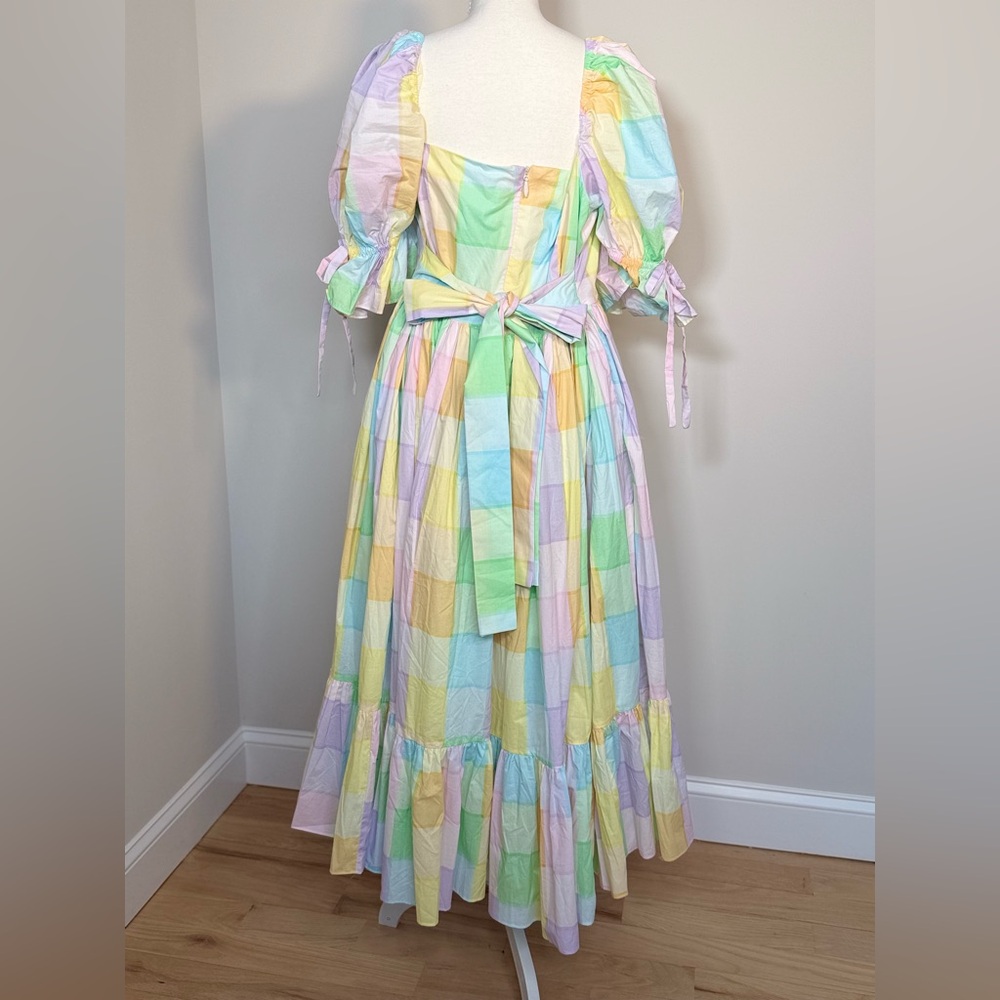 Selkie The Brunch Market Dress Pastel Plaid Puff Sleeve Midi NWT Size 2X - Picture 5 of 10
